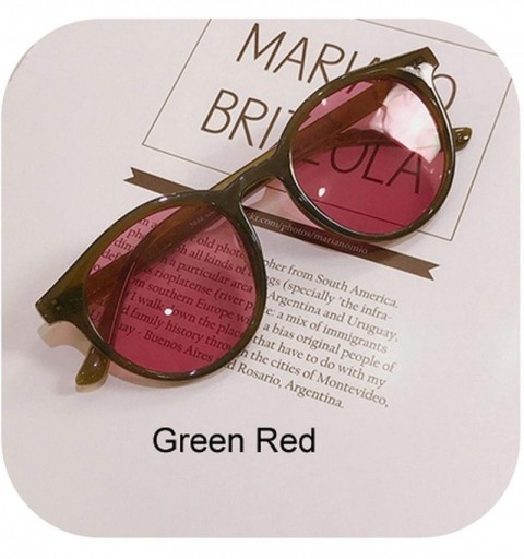 Round Sunglasses Women Round Glasses Sun UV400 Retro Vintage Shades Elegant Sunglass Gafas De Sol M1332 - Green Red - CG197Y7...