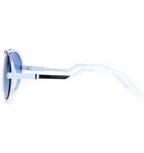 Rimless Retro Racer European Mobster Sunglasses - White Gradient Blue - CT18NKS3YDN $10.96