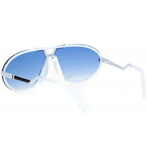 Rimless Retro Racer European Mobster Sunglasses - White Gradient Blue - CT18NKS3YDN $10.96
