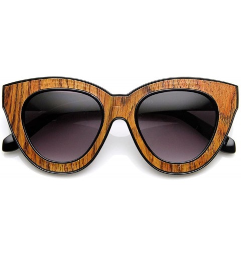Cat Eye High Fashion Block Cut Womens Cat Eye Sunglasses (Wood) - CP11J1RY3MB $10.64