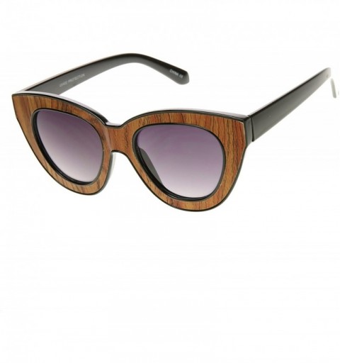 Cat Eye High Fashion Block Cut Womens Cat Eye Sunglasses (Wood) - CP11J1RY3MB $10.64