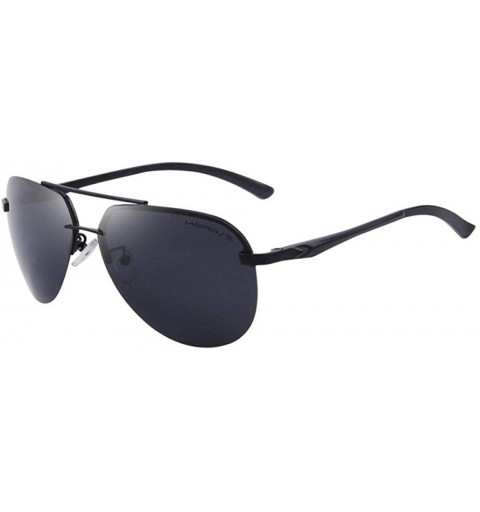 Aviator Men 100% Polarized Aluminum Alloy Frame Sunglasses Fashion Mens C01 Black - C02 Gray - C718XE0C5KO $14.33