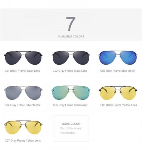 Aviator Men 100% Polarized Aluminum Alloy Frame Sunglasses Fashion Mens C01 Black - C02 Gray - C718XE0C5KO $14.33