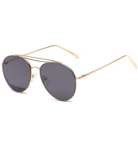 Sport Colorful Tinted Lens Metal Frame Aviator Sunglasses Light Color Lens Glasses - C1 Gold Frame/Black Lens - CG18OAA46GU $...