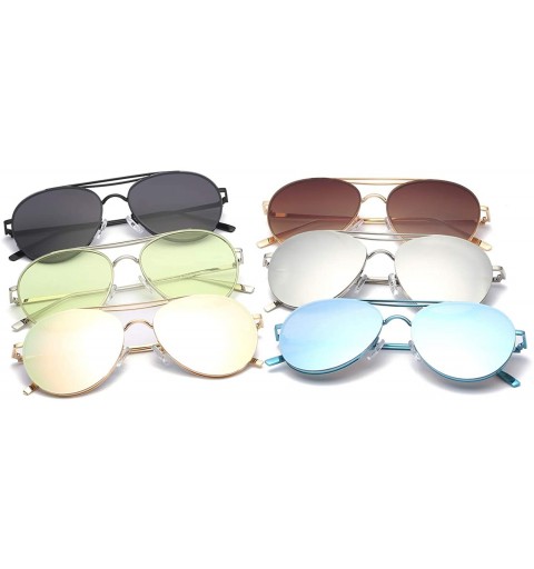 Sport Colorful Tinted Lens Metal Frame Aviator Sunglasses Light Color Lens Glasses - C1 Gold Frame/Black Lens - CG18OAA46GU $...
