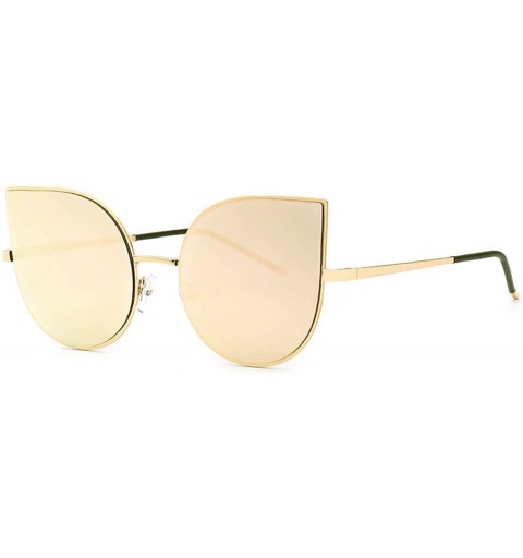 Cat Eye Cat Eye Women Fashion Designer Sunglasses Metal Frame Colored Lens - Gold_fire_mirror - CN12NYWEBC1 $10.93