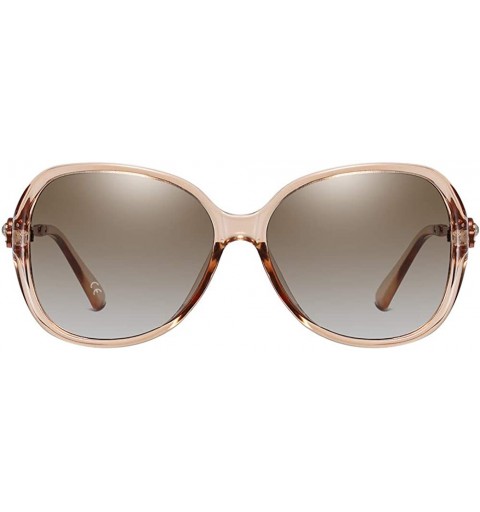 Oversized Luxury Women Polarized Sunglasses Retro Eyewear Oversized Goggles Eyeglasses - Champagne Frame Brown Lens 2 - CL196...