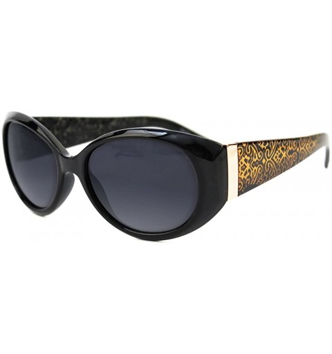 Oval Jackie O Round Oval Designer Cat Eye Sunglasses P4135 - Black Gold - CW17YSAK8X4 $10.17