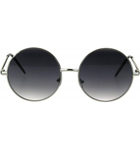 Round Round Circle Lens Hippie Metal Rim Gradient Sunglasses - Silver Smoke - CN18H6RIMUW $9.72