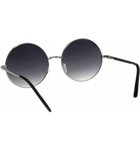 Round Round Circle Lens Hippie Metal Rim Gradient Sunglasses - Silver Smoke - CN18H6RIMUW $9.72