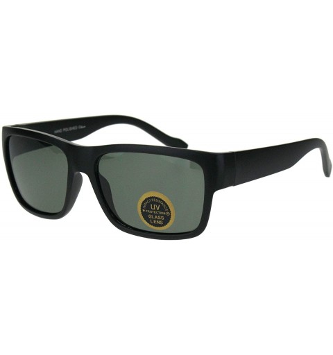 Rectangular Mens Tempered Glass Lens Rectangular Sport Horn Rim Sunglasses - Matte Black - C218M2G69T0 $8.18