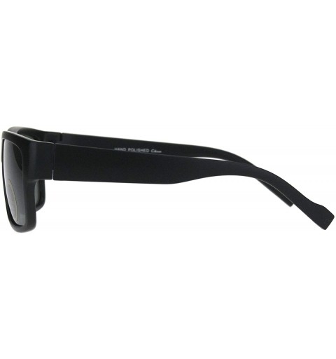 Rectangular Mens Tempered Glass Lens Rectangular Sport Horn Rim Sunglasses - Matte Black - C218M2G69T0 $8.18
