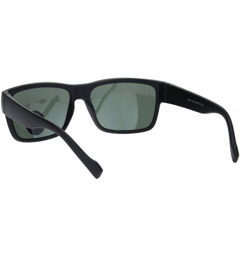 Rectangular Mens Tempered Glass Lens Rectangular Sport Horn Rim Sunglasses - Matte Black - C218M2G69T0 $8.18