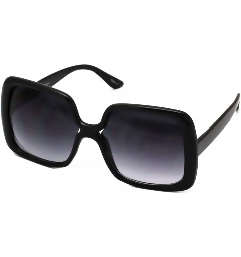 Oversized Oversized Square Jackie O Style Sunglasses Bold Vintage Retro Chic Fashion Glasses - Black - CQ18C3746XH $9.45