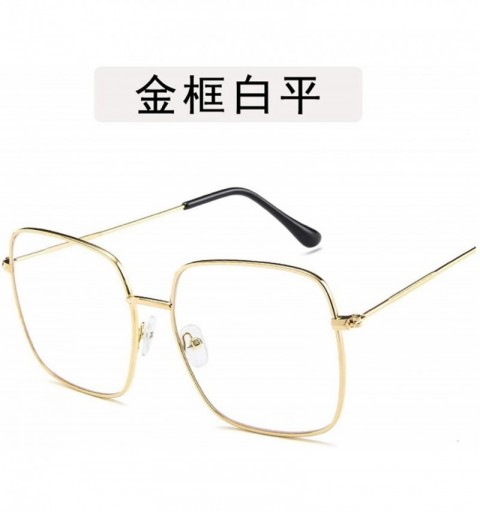 Shield Fashion Ladie Retro Square Eye Classic Women Sunglasses Tinted Color Lens Big Metal Frame Men Sun Glasses - 3 - C7198A...