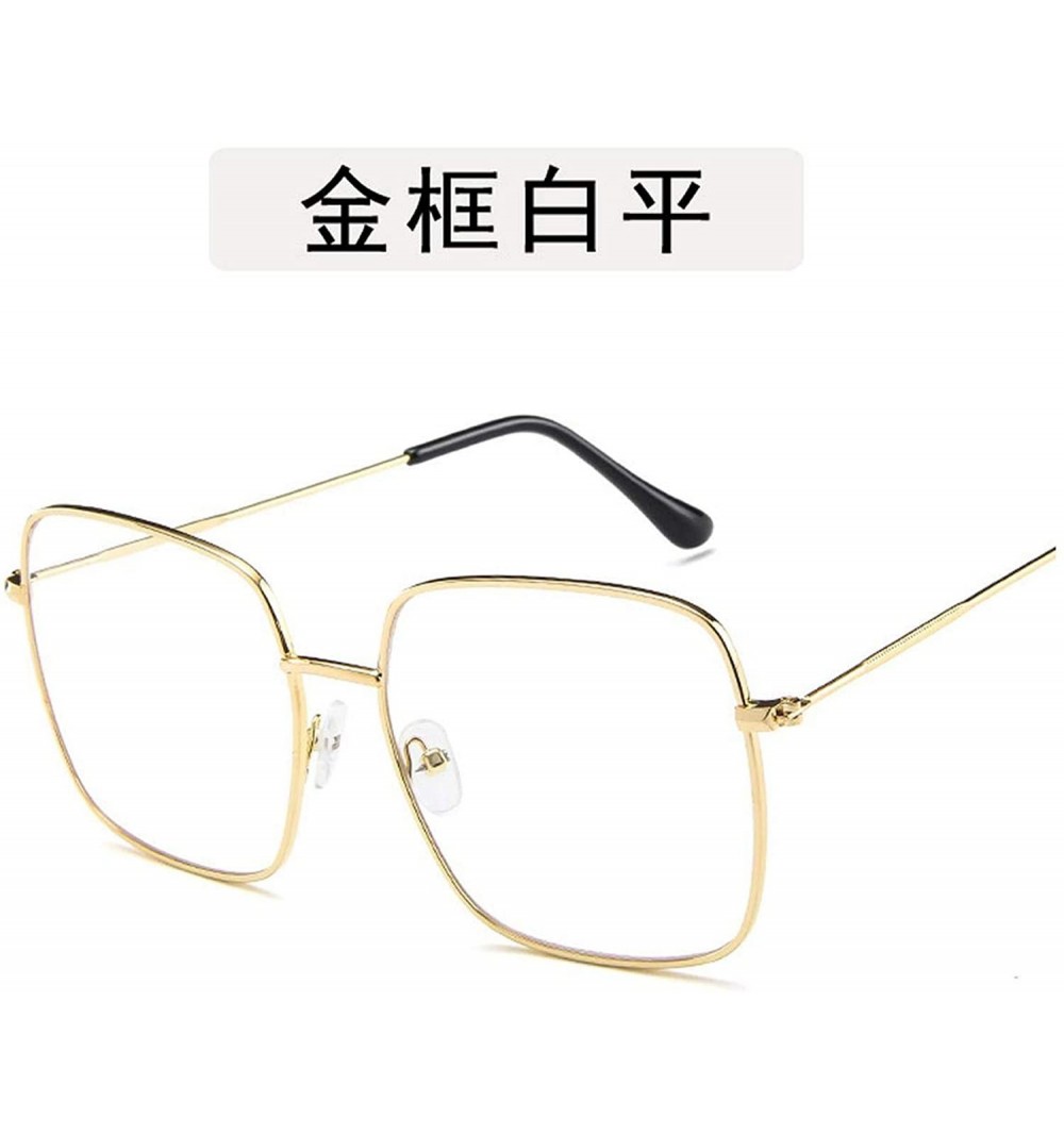 Shield Fashion Ladie Retro Square Eye Classic Women Sunglasses Tinted Color Lens Big Metal Frame Men Sun Glasses - 3 - C7198A...