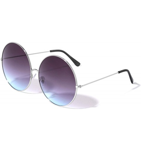 Round Oversized Thin Rim Round Sunglasses - Blue Smoke - CT190D40ZKK $14.99
