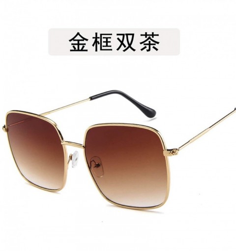 Shield Fashion Ladie Retro Square Eye Classic Women Sunglasses Tinted Color Lens Big Metal Frame Men Sun Glasses - 3 - C7198A...