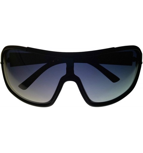Shield Sunglasses Mens Black Plastic Shield - Smoke Gradient Lens PE11 1 - CK11DX15BLD $23.95