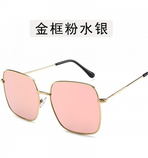 Shield Fashion Ladie Retro Square Eye Classic Women Sunglasses Tinted Color Lens Big Metal Frame Men Sun Glasses - 3 - C7198A...