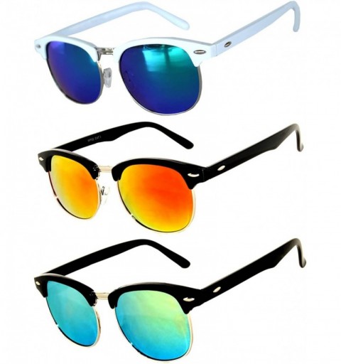 Rimless Half Frame Horned Rim Sunglasses Fashion UV Protection Brand - Half_frame_3p_mix_h - C417WXWL48Q $13.39