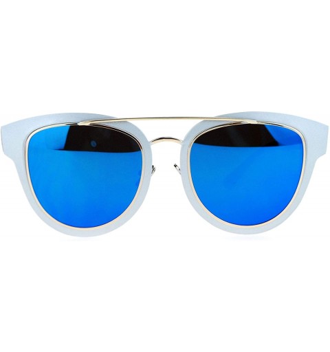 Wayfarer Flat Lens Unique Double Frame Metal Horn Rim Sunglasses - Silver Blue - CE1203SDF07 $7.96