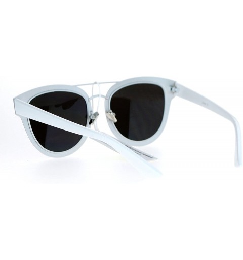Wayfarer Flat Lens Unique Double Frame Metal Horn Rim Sunglasses - Silver Blue - CE1203SDF07 $7.96