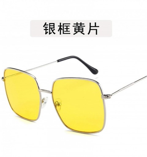 Shield Fashion Ladie Retro Square Eye Classic Women Sunglasses Tinted Color Lens Big Metal Frame Men Sun Glasses - 3 - C7198A...