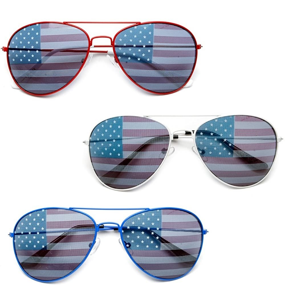 Wayfarer American Flag Aviator Sunglasses Glasses Gift Box - 3 Pack Color - CY11LLGCWM3 $12.11