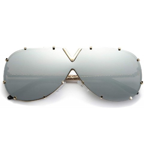 Oversized V Oversized Sunglasses Men Women Mirror Driving Sunglass Eyewear Luxury Cool Metal Frame UV400 Sun Glasses - 5 - CW...