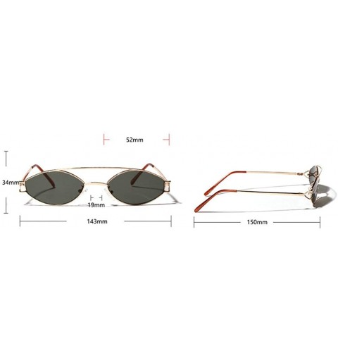 Oval Fashion Literary Double Beam Ultra Small Metal Frame Oval Sunglasses - Grey - CI18LSUWG60 $14.82