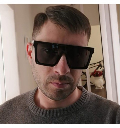 Goggle Flat Top Sunglasses Men Women Er Square Shades Gradient Sun Glasses Cool One Piece UV400 Mirror - C12 - C5198AIZ7U2 $2...