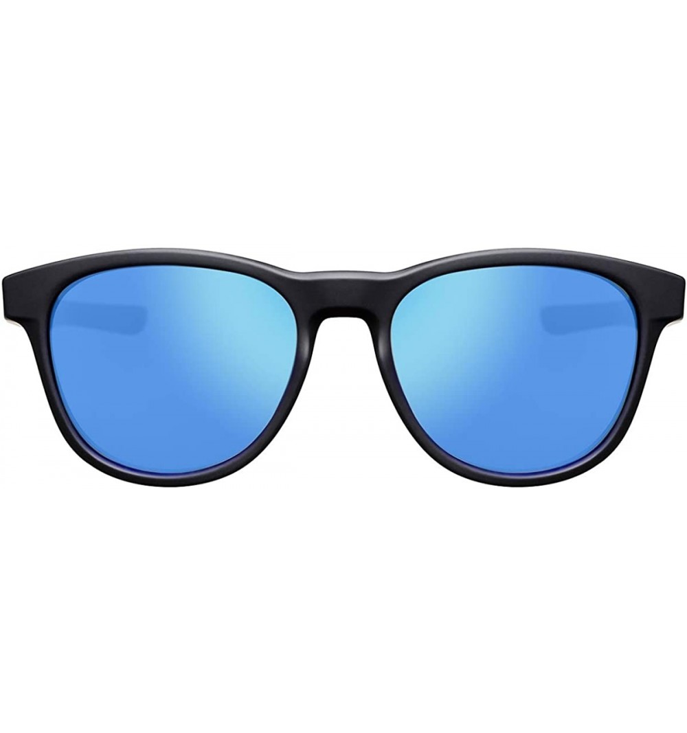 Sport Round Sunglasses Polarized Fashion Vintage Designer Protection - Black / Blue Mirrored - CB18OWGOALS $13.75