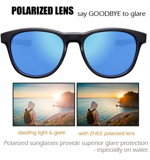 Sport Round Sunglasses Polarized Fashion Vintage Designer Protection - Black / Blue Mirrored - CB18OWGOALS $13.75