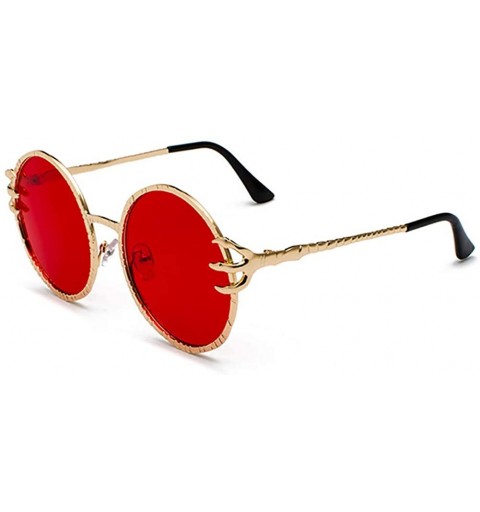 Rectangular Gothic Round Sunglasses For Women-Fashion Shade Glasses With Metal Frame - E - CT190O5RCU7 $23.62