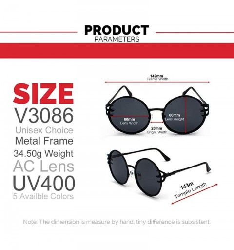 Rectangular Gothic Round Sunglasses For Women-Fashion Shade Glasses With Metal Frame - E - CT190O5RCU7 $23.62
