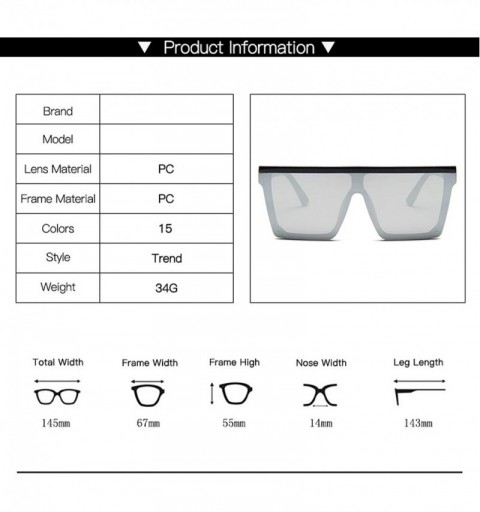 Goggle Flat Top Sunglasses Men Women Er Square Shades Gradient Sun Glasses Cool One Piece UV400 Mirror - C12 - C5198AIZ7U2 $2...