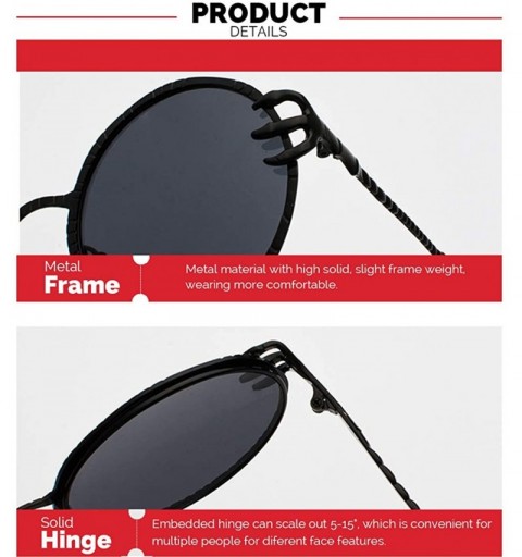 Rectangular Gothic Round Sunglasses For Women-Fashion Shade Glasses With Metal Frame - E - CT190O5RCU7 $23.62