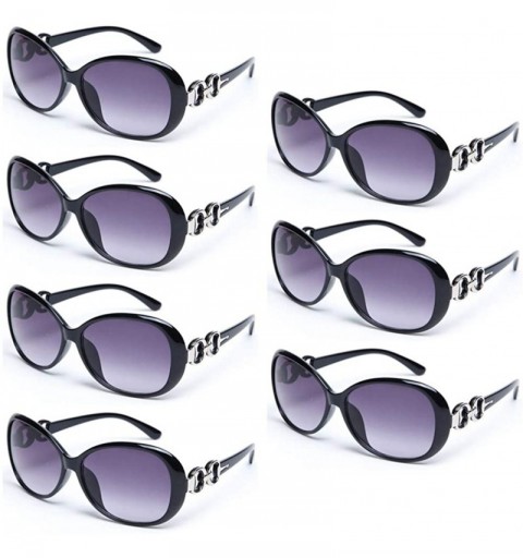 Oversized 7 Packs Vintage Oversized Sunglasses for Women 100% UV Protection Large Eyewear - 7 Pack Black - CR196I80D0R $14.66