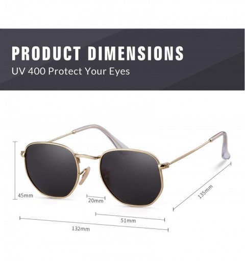 Square Hexagonal Polarized Sunglasses for Men and Women - Gold Frame/Grey Polarized Lens - CY18I8HI234 $14.02