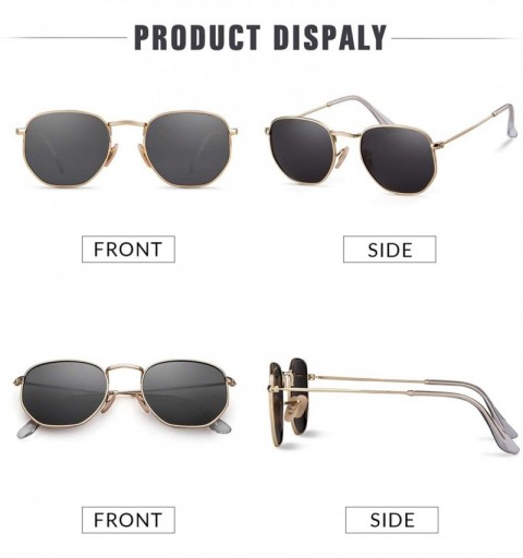 Square Hexagonal Polarized Sunglasses for Men and Women - Gold Frame/Grey Polarized Lens - CY18I8HI234 $14.02