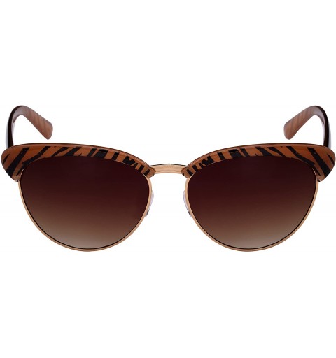 Semi-rimless Semi Rimless Animal Print Sunglasses w/Gradient Lens 31966P-AP - Brown+black Zebra - CO12F0GXMMD $9.08