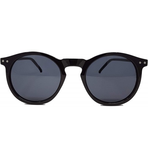 Round Vintage Sunglasses Horn Rimmed Round Circle Sunglasses IL1010 - Black - CI18KG87ZKX $12.03