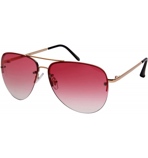 Square fashion Aviator Sunglasses Clear and Color Lenses W/Fiber Case- 5113 - Rose Gold Frame/Red Gradient Lens - CI187C8T696...