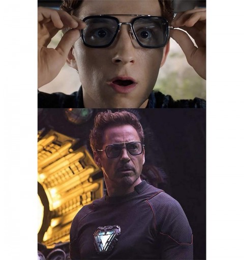 Round LIXX Retro Sunglasses Tony Stark Glasses Square Eyewear Metal Frame for Men Women Iron Man Sunglasses - C818SHK8H44 $16.23