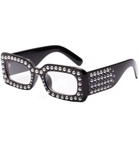 Square Fashion Women Pearl Square Frame Shades Sunglasses Integrated UV 400 Glasses (E) - E - CV18E4T0NY9 $20.26