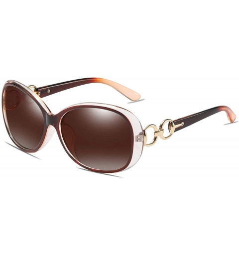 Oversized Luxury Retro Goggle Women Polarized Sunglasses 100% Oversized UV Protection 2115 - Brown - CD18MG60X5I $10.73