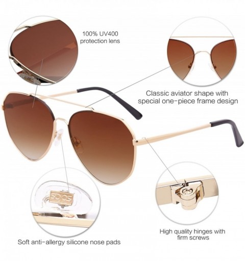 Rimless Oversized Aviator Sunglasses Mirrored Flat Lens for Men Women UV400 SJ1083 - C6 Gold Frame/Gradient Brown Lens - CB18...