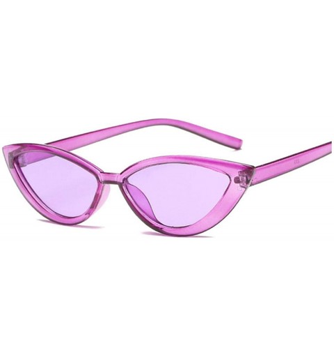 Semi-rimless Cute Sexy Retro Cat Eye Sunglasses Women Small Transparent Triangle Vintage Cheap Sun Glasses Red Uv400 - Purple...