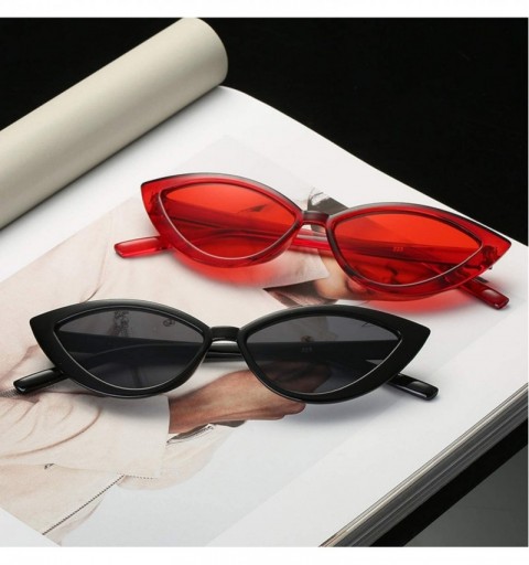 Semi-rimless Cute Sexy Retro Cat Eye Sunglasses Women Small Transparent Triangle Vintage Cheap Sun Glasses Red Uv400 - Purple...